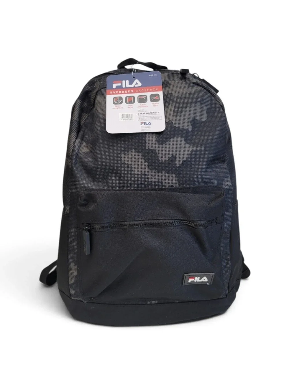 NEW! FILA Black Camouflage Everdeen Backpack, For Everyday Use/Back To School